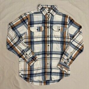 George Beige & Blue Plaid Long Sleeve Button-Up Men's Size S